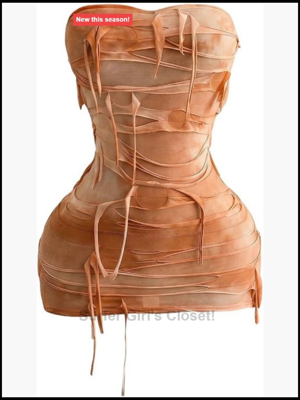 Women's Y2K Ripped Tube Dress Strapless Bodycon Mini Club Festival Summer